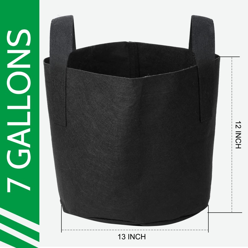 JERIA 12-Pack 7 Gallon, Vegetable/Flower/Plant Grow Bags, Aeration Fabric Pots with Handles (Black), Come with 12 Pcs Plant Labels - Image 2